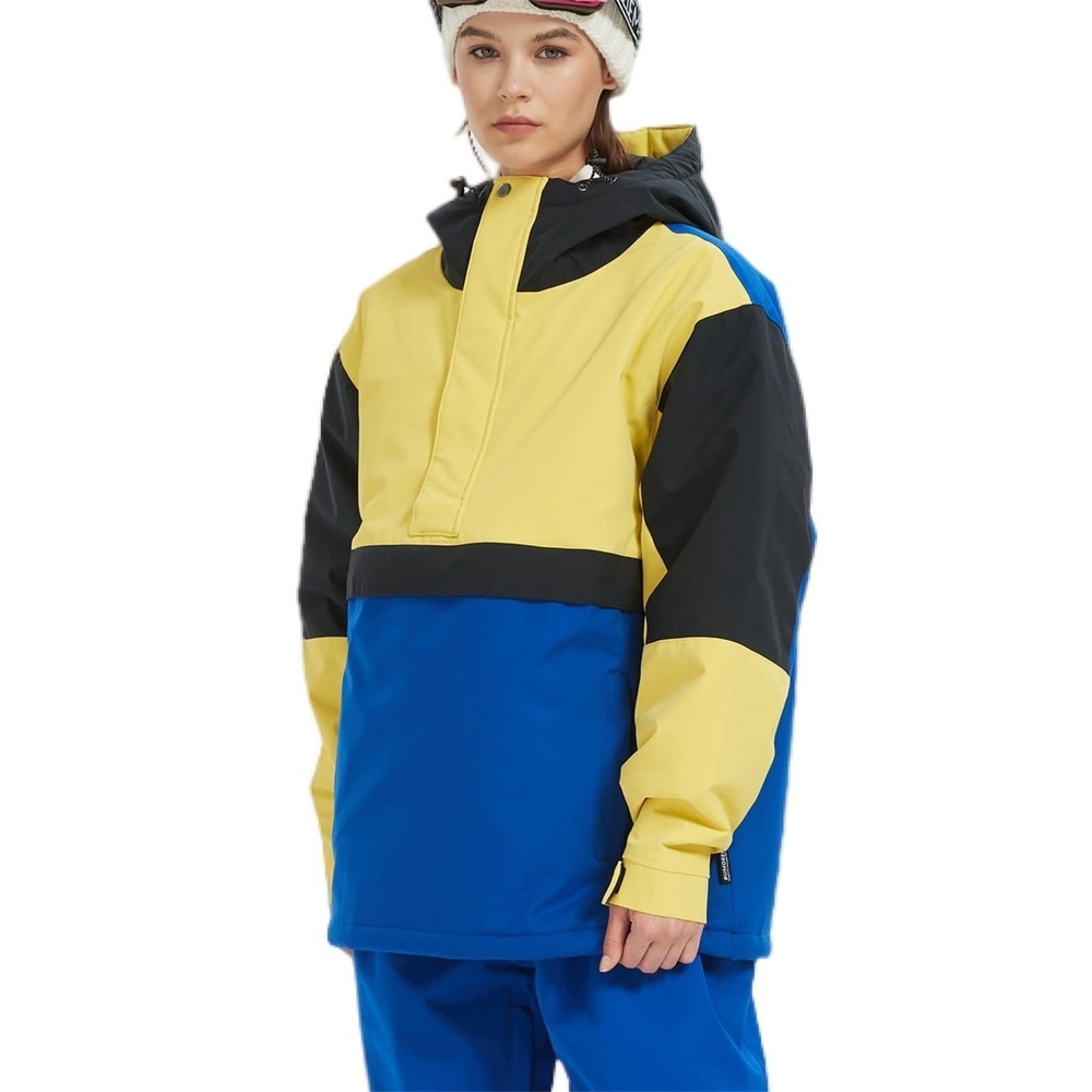nwt BUMDEEP Waterproof Snowboard Jacket Blue Lime Black Pullover Anorak Medium